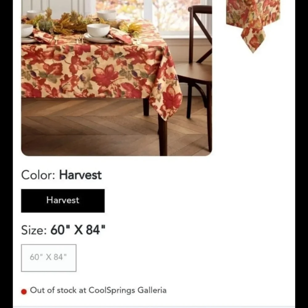 Harvest Festival Oblong Tablecloth by Elrene 52 x 70 Oblong BNWT SO